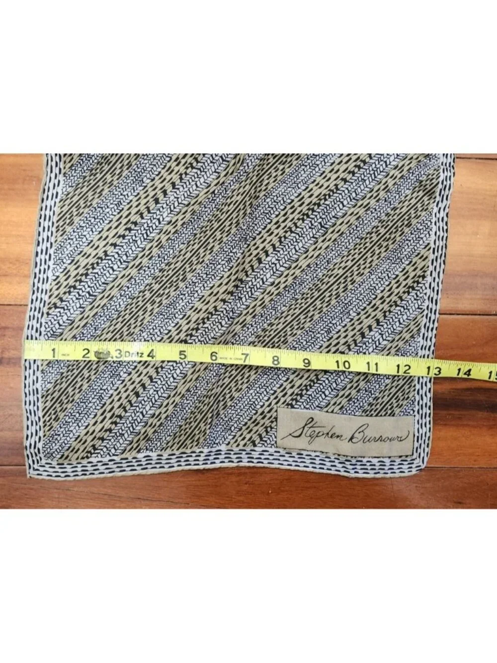 Vintage Stephen Burrows 100% Silk Scarf Geometric Stripe Oblong 43 x 13 Designer